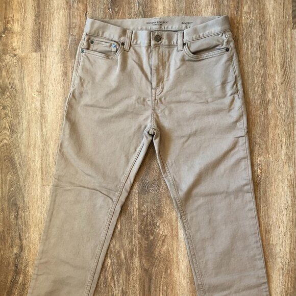 Men's Banana Republic Slim Traveler Pants Size 34Wx32L Slim Fit in Khaki Beige - Picture 1 of 9